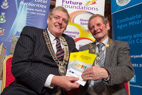 Councillor Finnan McCoy, Cathaoirleach of Louth County Council  and John McArdle, Mayor of Newry and Mourne District Council jointly launch the Cross Border Peoples Panel. Picture: Newrymedia